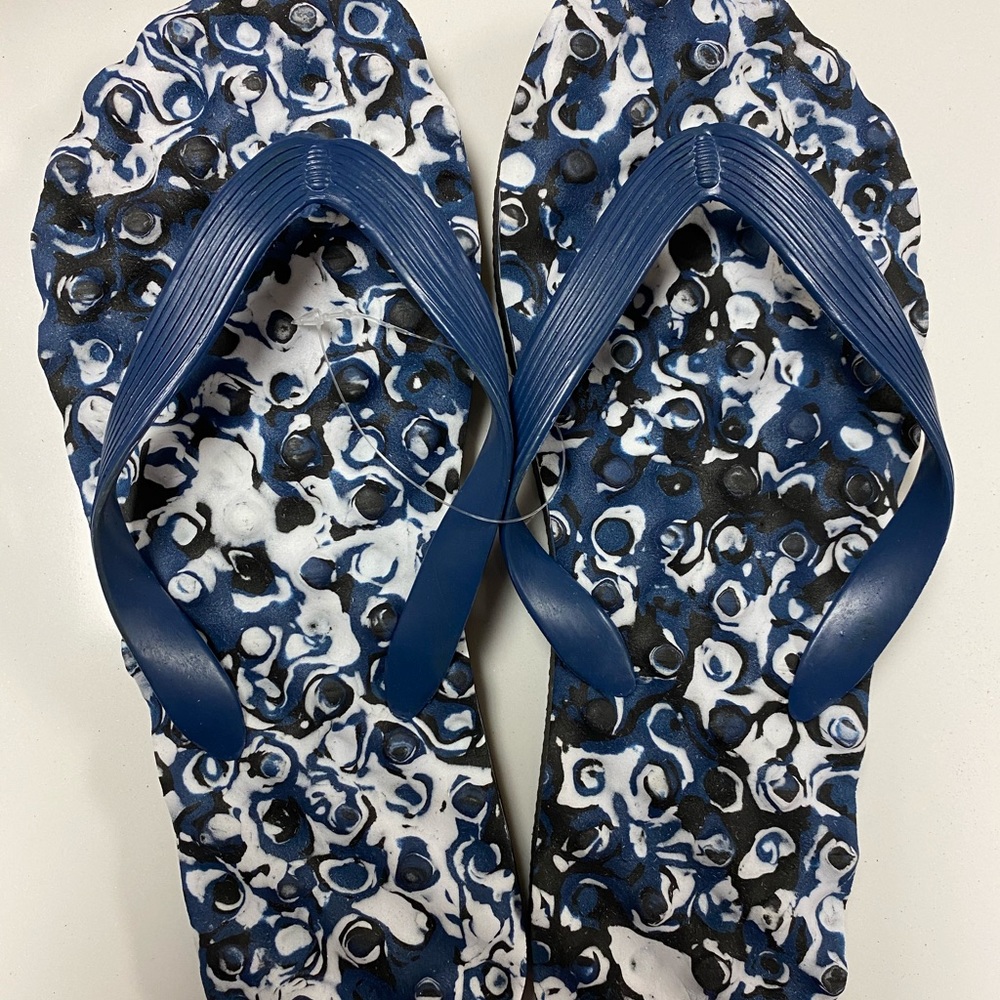Women’s Blue White and Black Designed Flip Flops